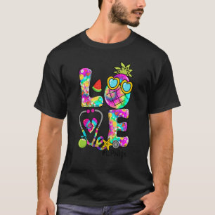 Liefde Ananas Stethoscoop Tie Dye Lon Life Zomer T-shirt