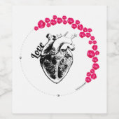 "Liefde, Anatomisch Hart" Wijn Etiket (Enkel label)