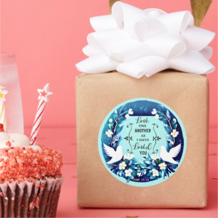 Liefde andermaal blauwe en witte stippen ronde sticker