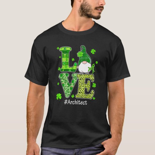 Liefde Architect Gnome Leopard St Patrick's Day Ir T-shirt (Voorkant)