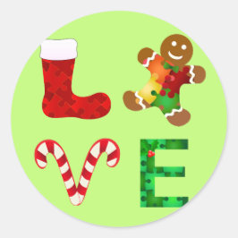 LIEFDE Autisme Kerstmis Ronde Sticker