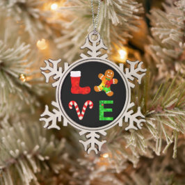 LIEFDE Autisme Kerstmis Tin Sneeuwvlok Ornament