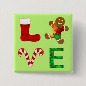LIEFDE Autisme Kerstmis Vierkante Button 5,1 Cm (Voorkant)