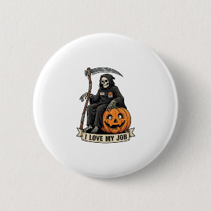 Liefde Baan Grim Reaper Halloween Pompoen Zeis_1 Ronde Button 5,7 Cm