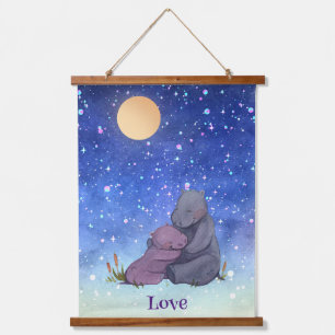 Liefde, Baby Hippo en haar moeder Hangend Wandkleed