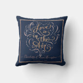 Liefde Baby Meisje Navy Roze Goud Script Typografi Kussen (Achterkant)