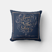 Liefde Baby Meisje Navy Roze Goud Script Typografi Kussen (Voorkant)