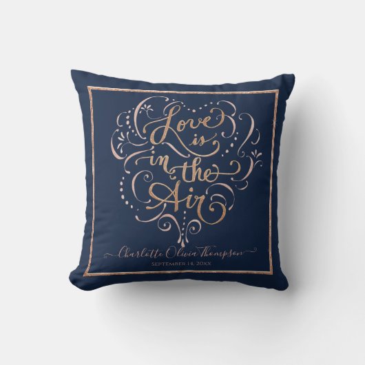 Liefde Baby Meisje Navy Roze Gouden Script Typogra Kussen (Voorkant)