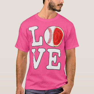 Liefde Baseball Watermeloen T-shirt