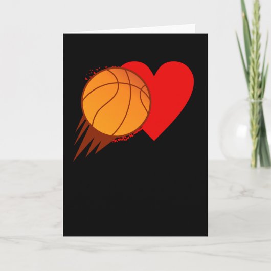 Liefde Basketbal Hart Valentijnsdag Kaart (Voorkant)