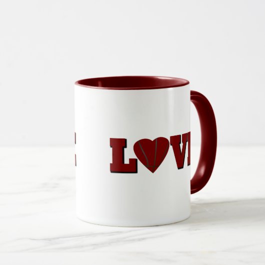 Liefde basketbal met rood hart mok (Voorkant rechts)