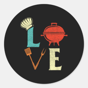 Liefde BBQ Lover Pitmaster Grilling Grill Barbecue Ronde Sticker