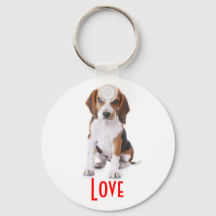 Liefde Beagle Puppie Hond Aangepaste Sleutelhanger
