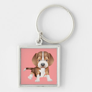 Liefde Beagle Puppie Hond Roze Sleutelhanger