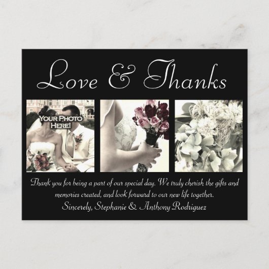 Liefde/Bedankt Aangepaste bruiloft Hartelijk dank Briefkaart (Voorkant)