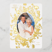 Liefde & Bedankt Bloemen Gouden Folie Dank u kaart (Voorkant)