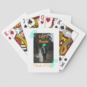 Liefde & bedankt bruiloft paar foto modern add ora pokerkaarten