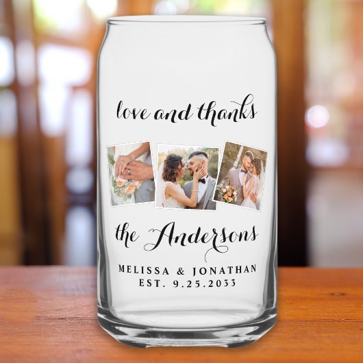 Liefde & Bedankt Custom Fotocollage Modern Wedding Blikvorm Glas