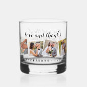 Liefde & Bedankt Custom Fotocollage Modern Wedding Whisky Glas (Voorkant)