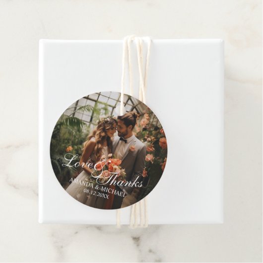 'Liefde & Bedankt' Custom Photo Wedding Favoriet Bedankjes Labels (In situ)