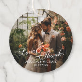 'Liefde & Bedankt' Custom Photo Wedding Favoriet Bedankjes Labels (Voorkant)