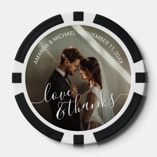 'Liefde & Bedankt' Custom Photo Wedding Favoriet Poker Chips (Voorkant)