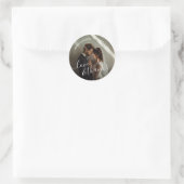 'Liefde & Bedankt' Custom Photo Wedding Favoriet Ronde Sticker (Tas)