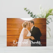 Liefde & Bedankt Eenvoudige Chic Wedding Foto (Staand voorkant)