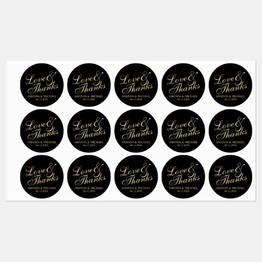 'Liefde & Bedankt Elegant Script Wedding Favor Lab Labels (Vel)