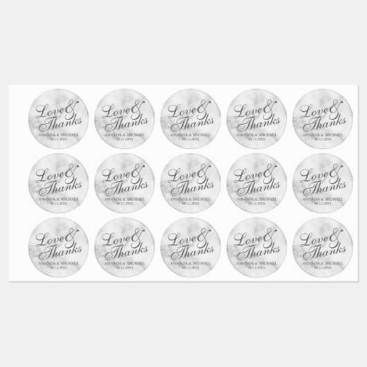 'Liefde & Bedankt Elegant Script Wedding Favor Lab Labels (Vel)