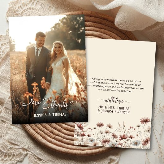 Liefde Bedankt Foto Overlay Boho Wildflowers Weddi