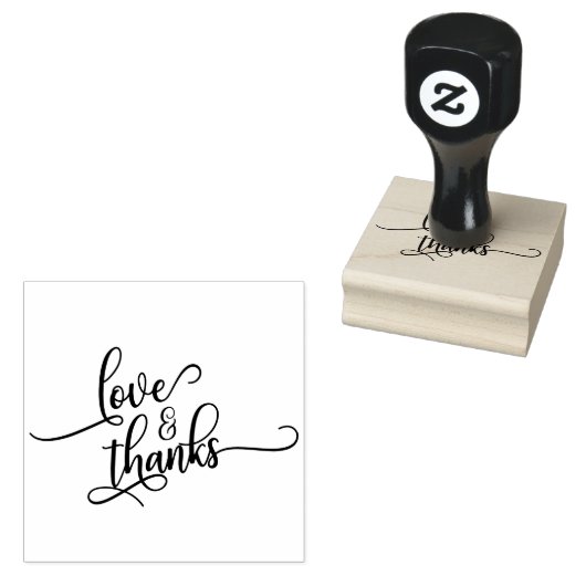 Liefde & Bedankt in Script Typografie Rubberstempel (Gestempeld)