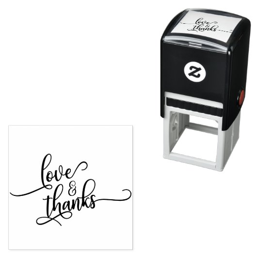 Liefde & Bedankt in Script Typografie Zelfinktende Stempel (In situ)