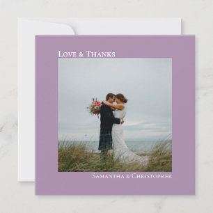 Liefde & Bedankt Minimale lavender Weddenschap Fot Notitiekaartje