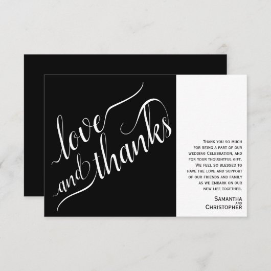 Liefde & Bedankt Minimalistisch 2 Pane w / Note br (Voorkant / Achterkant)