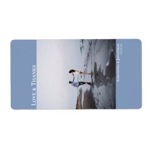 Liefde & Bedankt Minimalistisch Stoffig Blauw Brui Etiket