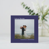 Liefde & Bedankt minimalistische marineblauwe brui (Staand voorkant)