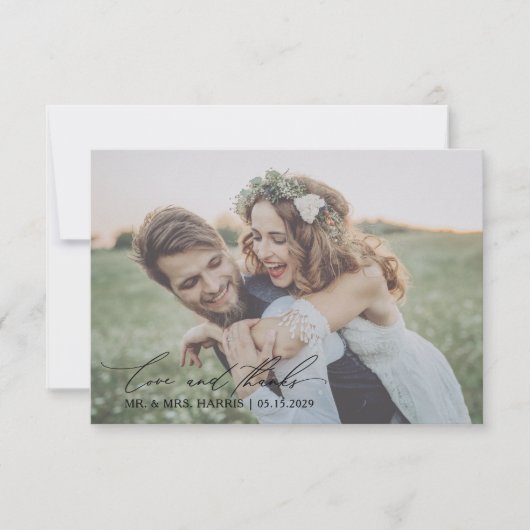 Liefde & Bedankt Moderne kalligrafie Fotobruiloft (Voorkant)
