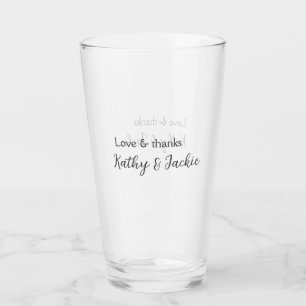 Liefde & bedankt paar naam bruiloft eenvoudig mini glas