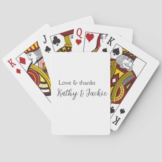 Liefde & bedankt paar naam bruiloft eenvoudig mini pokerkaarten (Achterkant)