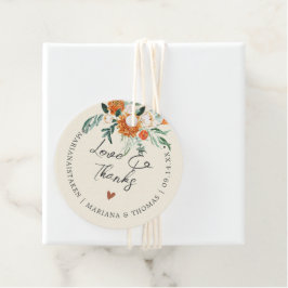 Liefde & Bedankt Sinaasappel Bloemen Ivoor Bruilof Bedankjes Labels
