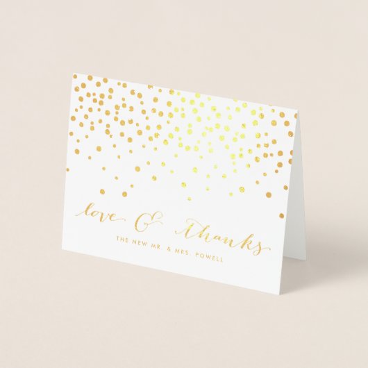 Liefde & Bedankt | Trouwfoto Gold Folie Dank u Folie Kaarten (Voorkant)