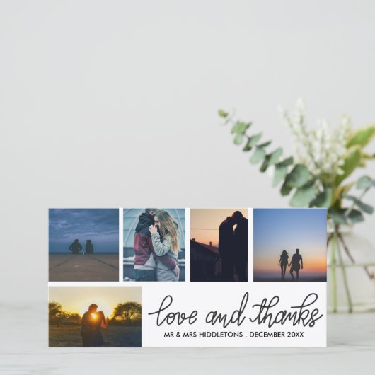 Liefde & Bedankt Trouwscript Vijf Fotocollage (Staand voorkant)