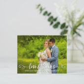 Liefde & Bedankt Trouwtypografie Pink Roses Foto (Staand voorkant)