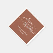 Liefde & Bedankt Wit Manuscript op Plain Terracott Servet (Hoek)