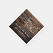 Liefde & Bedankt Wit Script op Dark Textured Wood Servet (Hoek)