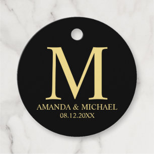 'Liefde & Bedankt' Zwart & Goud Elegant Bruiloft Bedankjes Labels