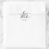 Liefde & Bedankt Zwart Script Custom Wedding Favor Ronde Sticker (Tas)