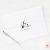 Liefde & Bedankt Zwart Script Custom Wedding Favor Ronde Sticker (Envelop)