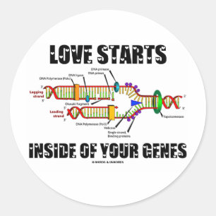 Liefde begint in je genen (DNA-replicatie) Ronde Sticker